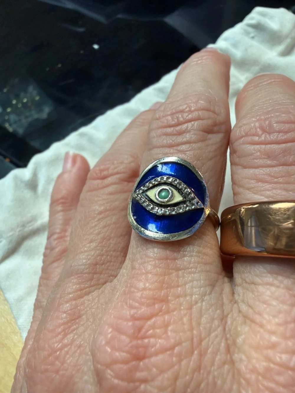 Gold Evil Eye Ring with Blue Enamel by Ross Simons size 7 - Picture 11 of 14